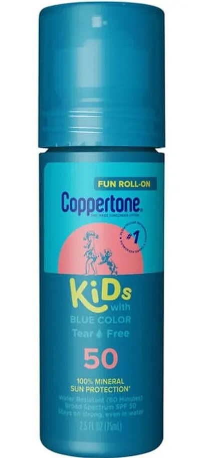 Coppertone Sport Kids Blue Color Roll-on SPF50 Sunscreen