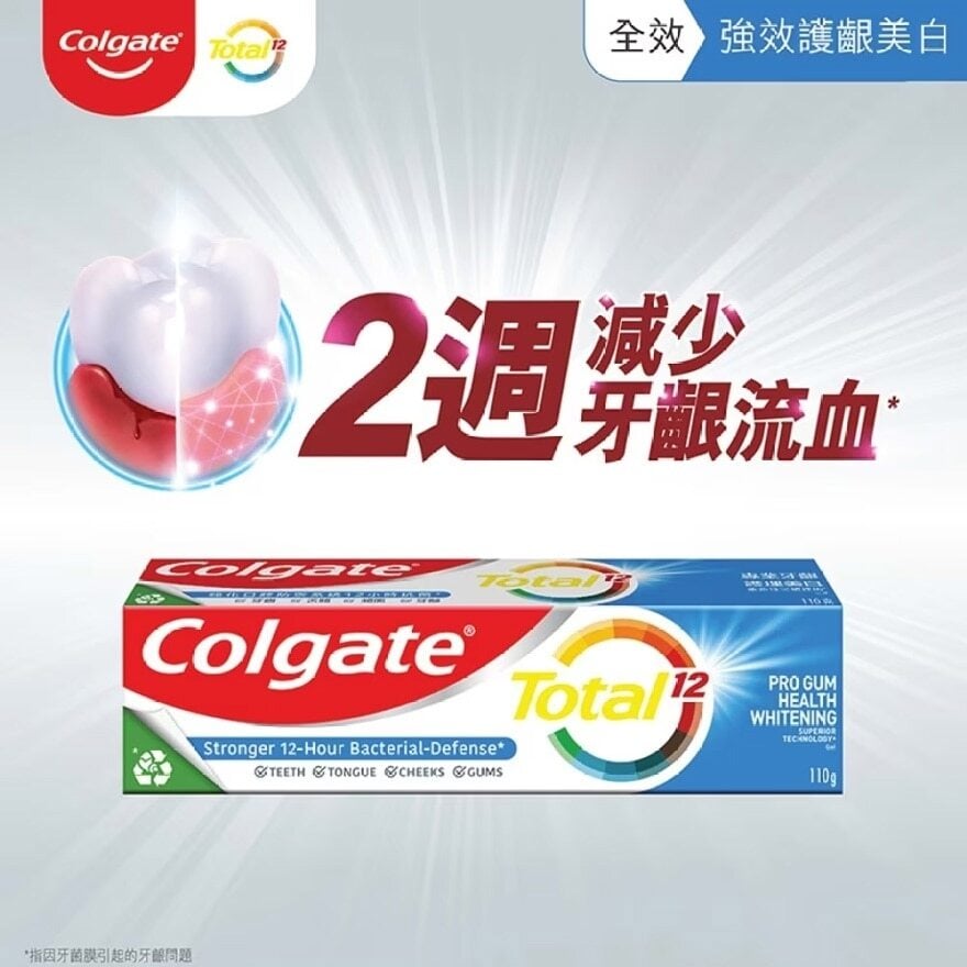 Total Pro Gum Health Whitening Reduce Gum Bleeding & Fight Bad Breath Toothpaste (Old or New Packaging Random Delivery) 全效專業牙齦護理美白減少牙齦流血12小時抗菌牙膏 (新舊包裝隨機發送) Image