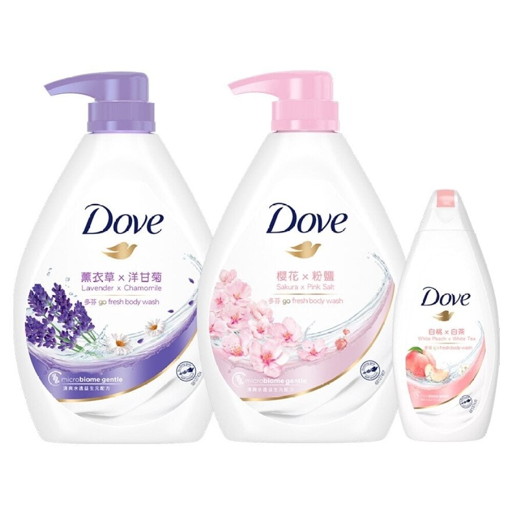 GO FRESH BODY WASH - LAVENDER+SAKURA (RANDOM FREE GIFT) 多芬薰衣草舒緩1千克 + 櫻花香氛1千克連贈品(桃悅水透200克) Image