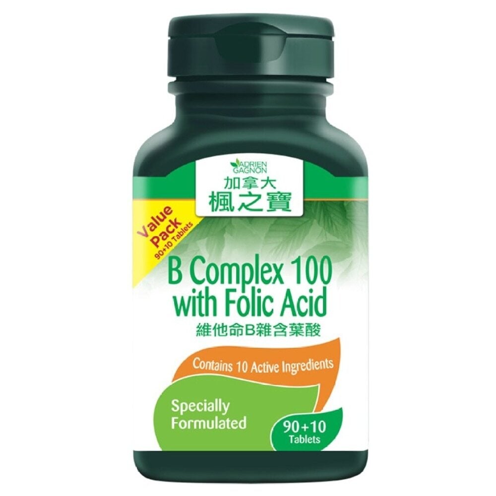 B Complex 100 with Folic Acid  Value Pack 90+10Tablets 維他命B雜含葉酸 增量裝 90+10片 Image