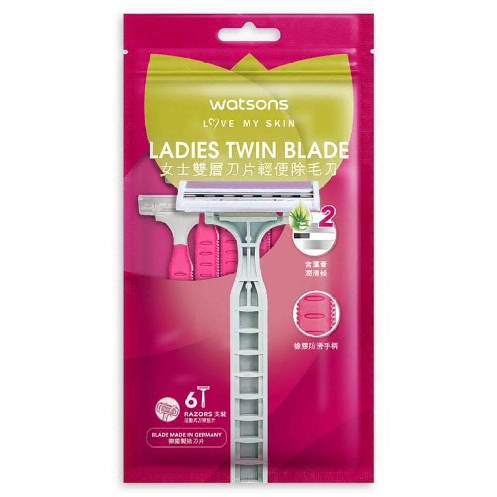 LADIES TWIN BLADE DISPOSABLE RAZOR 6S 女士雙層刀片輕便除毛刀6支裝 Image