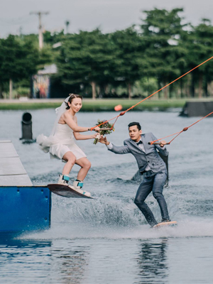 泰國攝影師與新人冒險拍滑水婚照