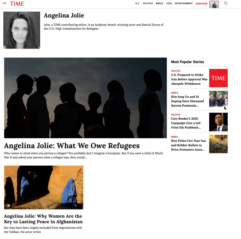 Angelina Jolie正式擔任《TIME》編輯！繼續為弱勢社群發聲
