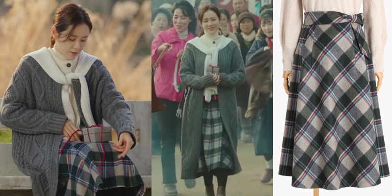 《愛的迫降》時孫藝珍所穿的便是韓國品牌RENEEVON的格子半截裙。RENEEVON品牌走英倫輕熟女風