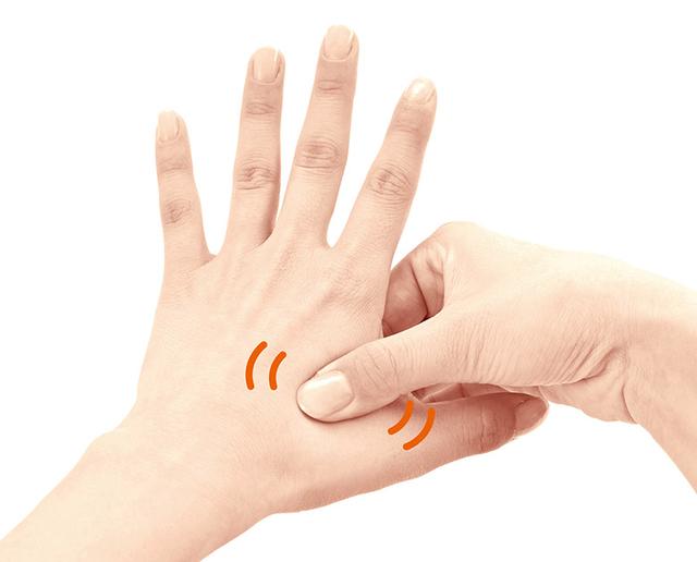 合谷穴：位於拇指、食指併攏，肌肉最高處就是合谷穴，又被稱為手的萬能穴之一！
