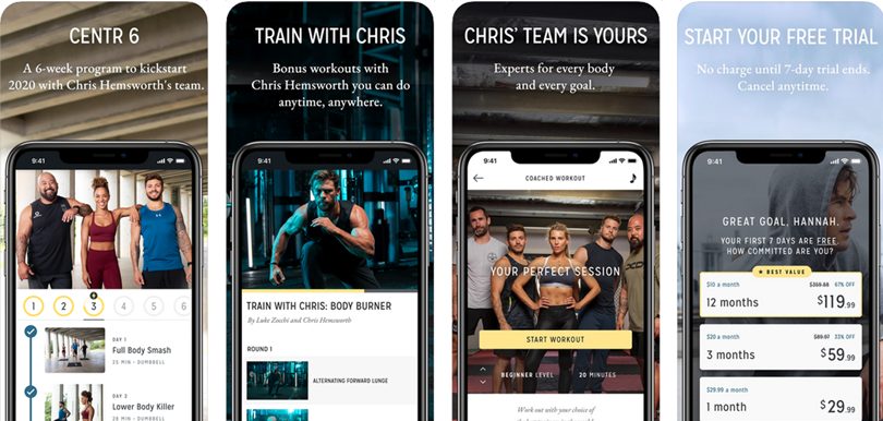 由「雷神」Chris Hemsworth推出的健身App「Centr」，宣佈新用戶可以免費試玩6星期