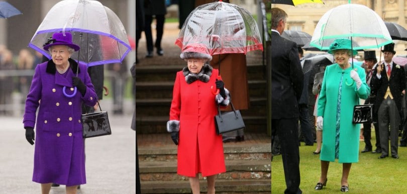 總是與衣著色彩一致的雨傘搭配！英女皇40年來都撐的Fulton鳥籠傘
