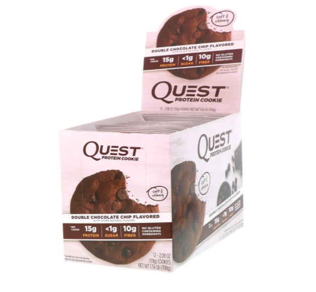Quest Nutrition, 蛋白質餅乾，雙重巧克力片，12包，每包2.08盎司（59克）