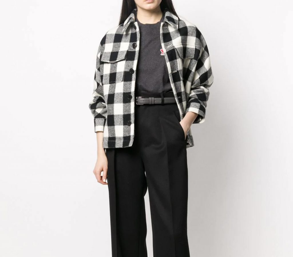 AMI oversized checkered buttoned jacket