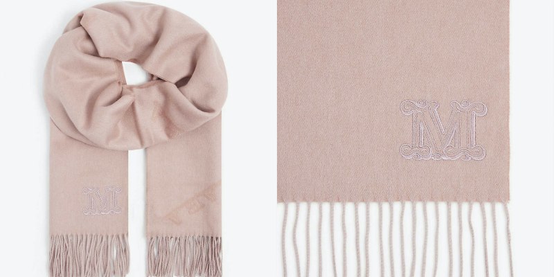 MAX MARA Wsdalia brand-embroidered cashmere scarf