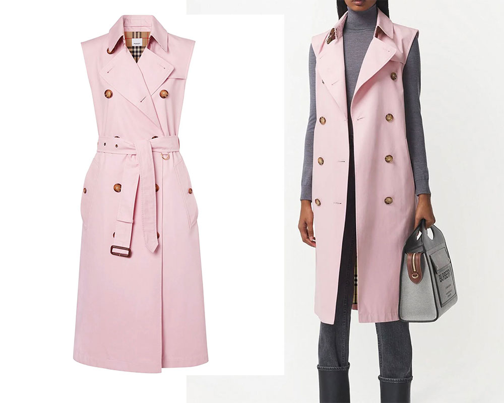 Burberry pink sleeveless trench coat ($14900)