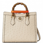 Gucci Diana 白色鴕鳥皮手提袋