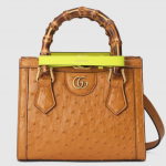 Gucci Diana 黃色鴕鳥皮手提袋