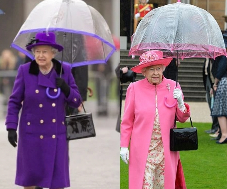 英女皇雨傘也搭配同色系衣著！40年來都撐Fulton鳥籠傘$200可入手
