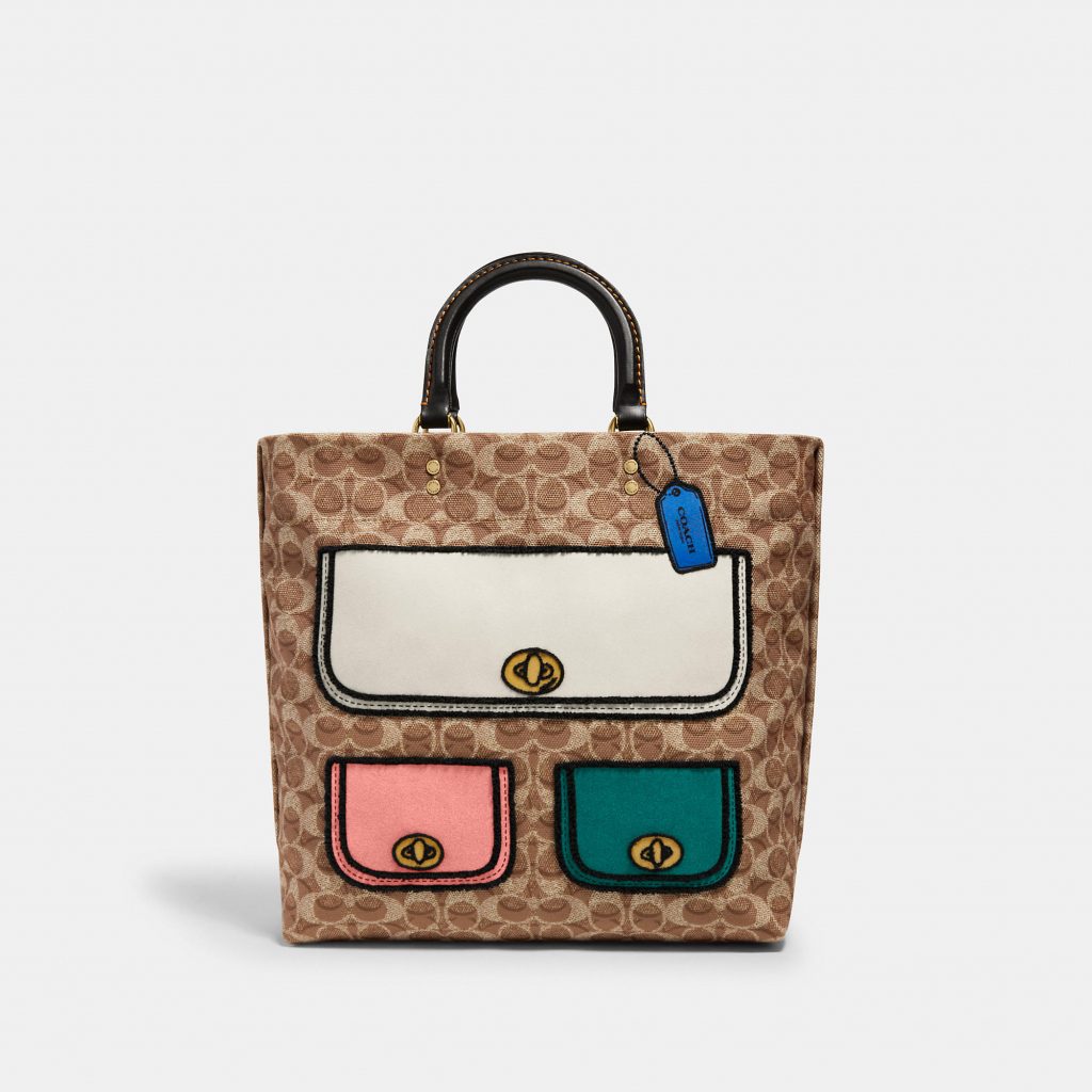 COACH ROGUE 29 經典 SIGNATURE 回收帆布錯視畫印花托特手袋 (HKD 3,500)