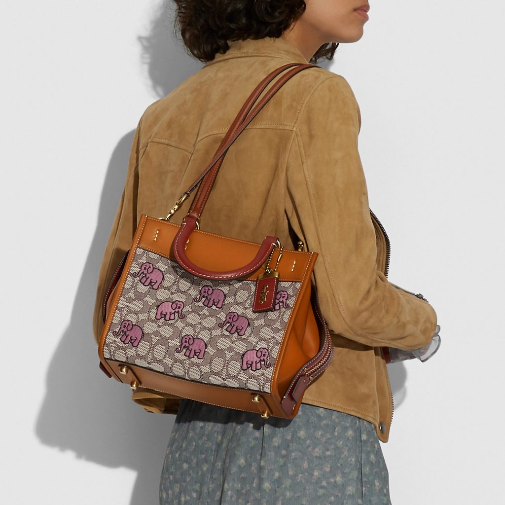 Coach ROGUE 25 經典 SIGNATURE 緹花面料大象主題刺繡手袋（HKD 6,250）