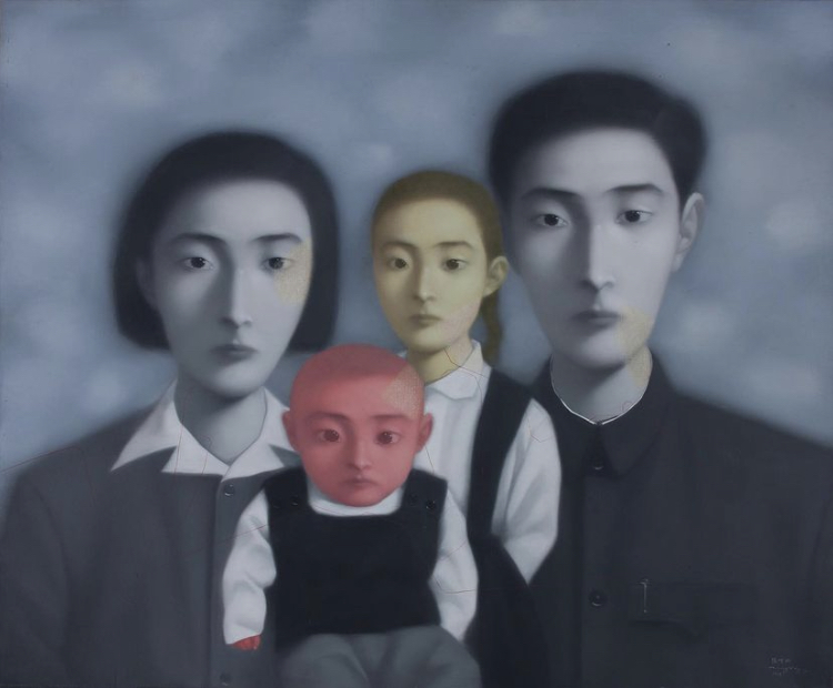 張曉剛，《血緣──大家庭17號》，1998年，油彩布本，M+ 希克藏品（捐贈），香港，© 張曉剛
