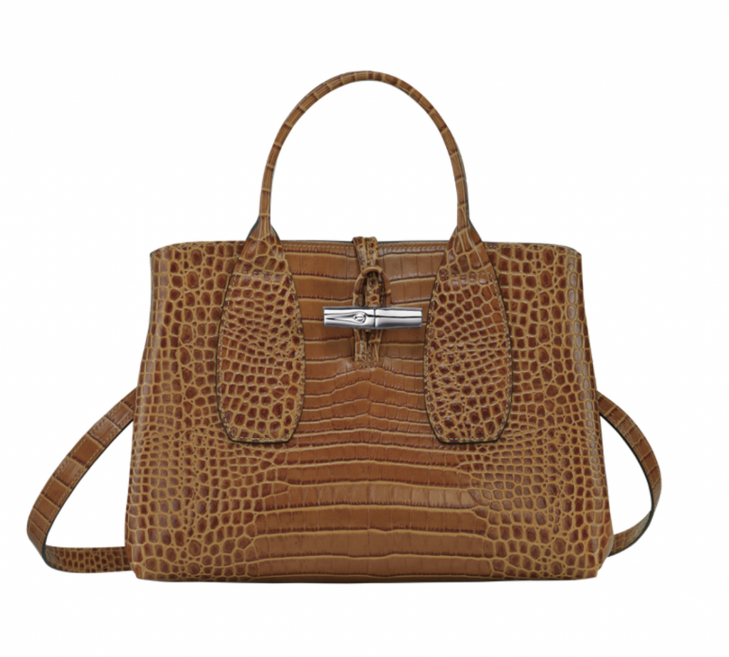 Longchamp Roseau 中型鱷魚紋小牛皮手提包  HK$5,600