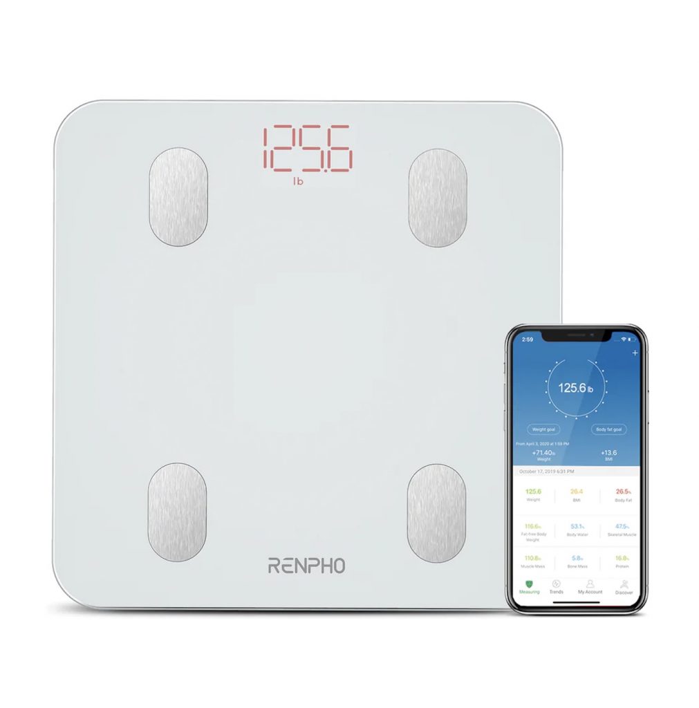 RENPHO 智能體脂磅（HK$198）可連接手機App，每日監察減重進度及分析趨勢。