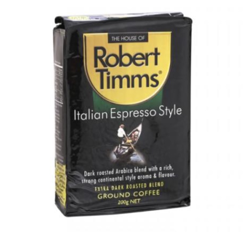 Robert Timms Italian Espresso Style- extra dark roasted blend ground coffee
