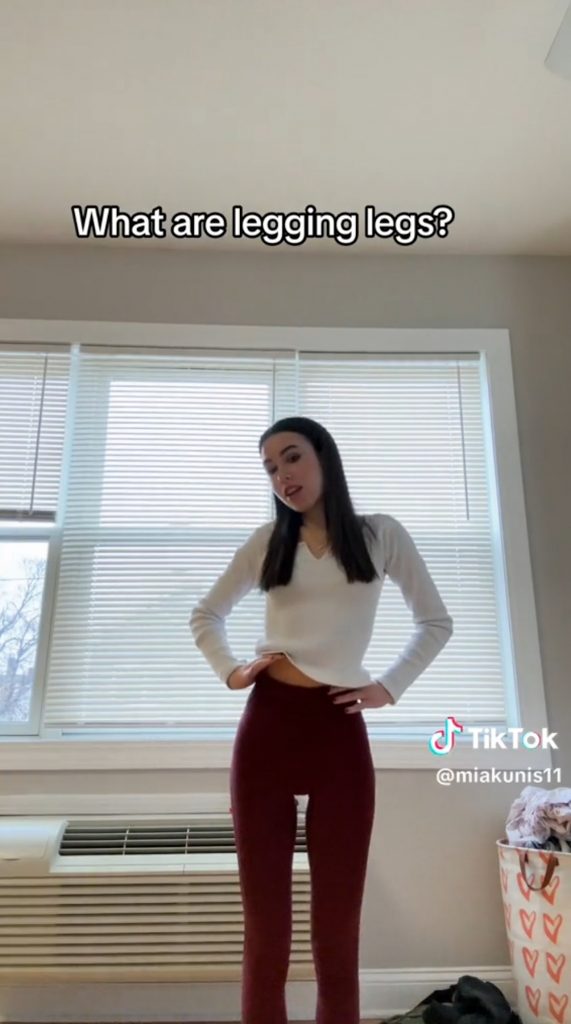 外國網友在Tiktok帳分享自己的瑜伽褲腿影片
