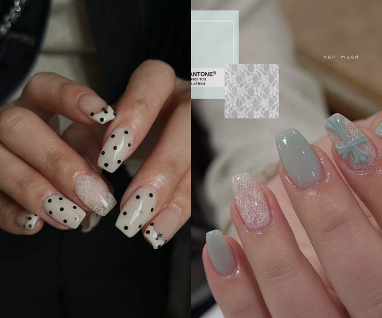 蕾絲美甲不再是婚禮限定！今夏必試8款Lace美甲範本：復古波點蕾絲、法式拼接、立體蝴蝶結 夢幻又帶個性