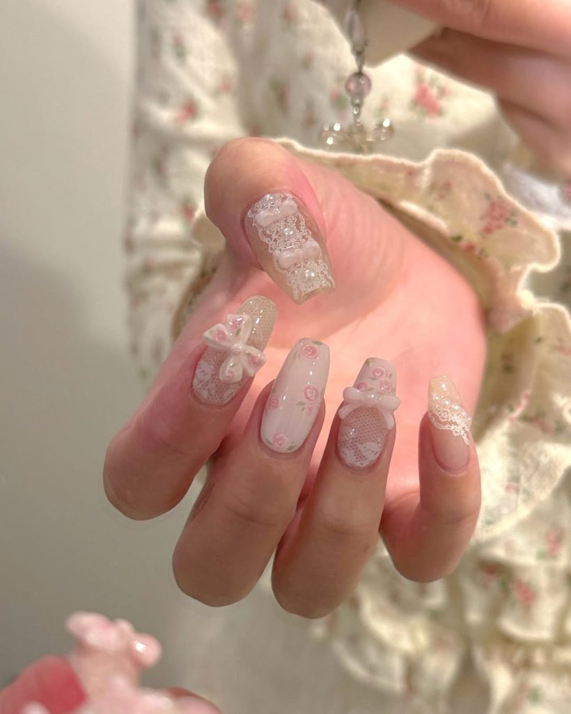 蕾絲美甲、美甲範本 夏日美甲