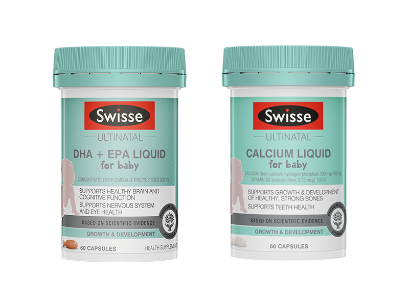 SwisseUltinatal嬰幼兒液體DHA+EPA魚油軟膠囊, SwisseUltinatal嬰幼兒液體鈣+D軟膠囊