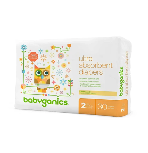 【限量搶手貨】BABYGANICS 天然親膚防敏感紙尿片 - 尺碼 2 (30片裝) HK$99 / 30片(原價HK$198)