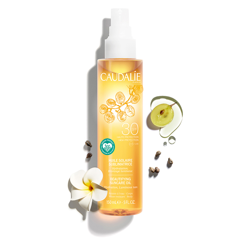 //沙灘必備//Caudalie 葡萄籽身體防曬油噴霧SPF30($198/50ml)Beautifying Suncare Oil with ingredients