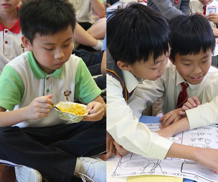 中華基督教會基華小學（九龍塘）學生參加「貧富宴」食粟米感受貧富有別