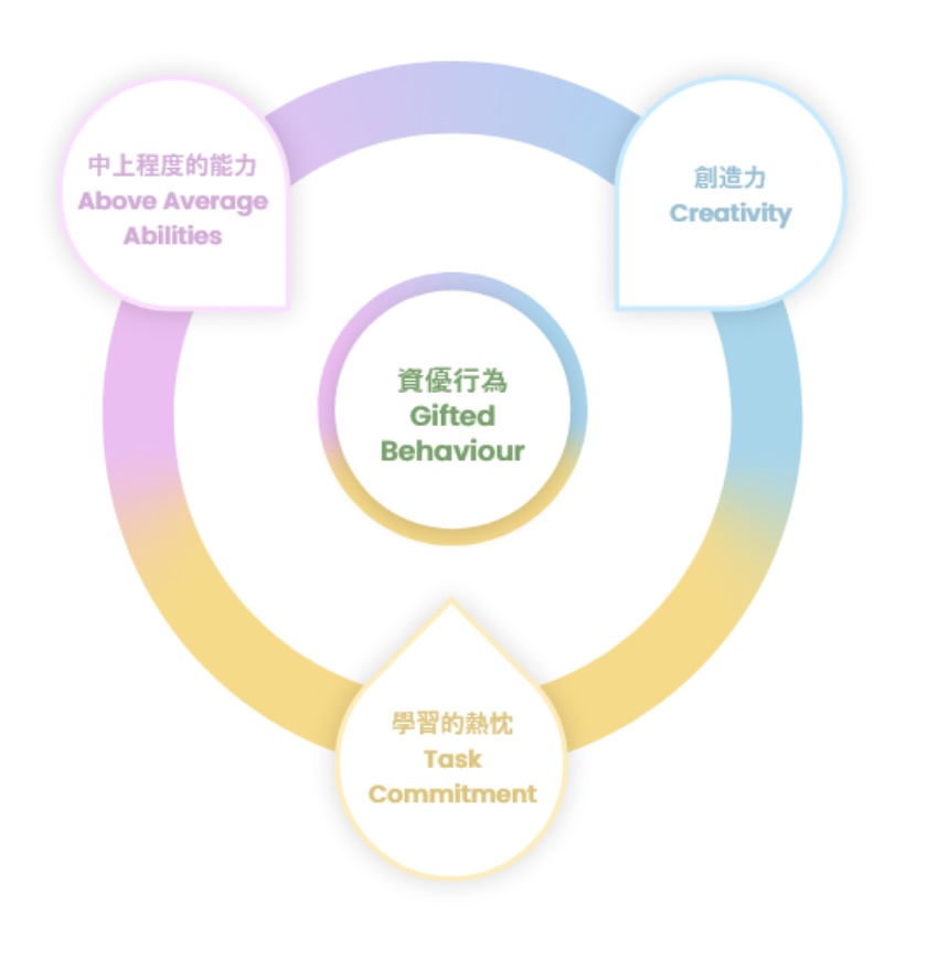 香港資優教育學苑根據Dr Joseph Renzulli提出的「資優三環」概念,甄選能夠從學苑課程中獲益的學員。