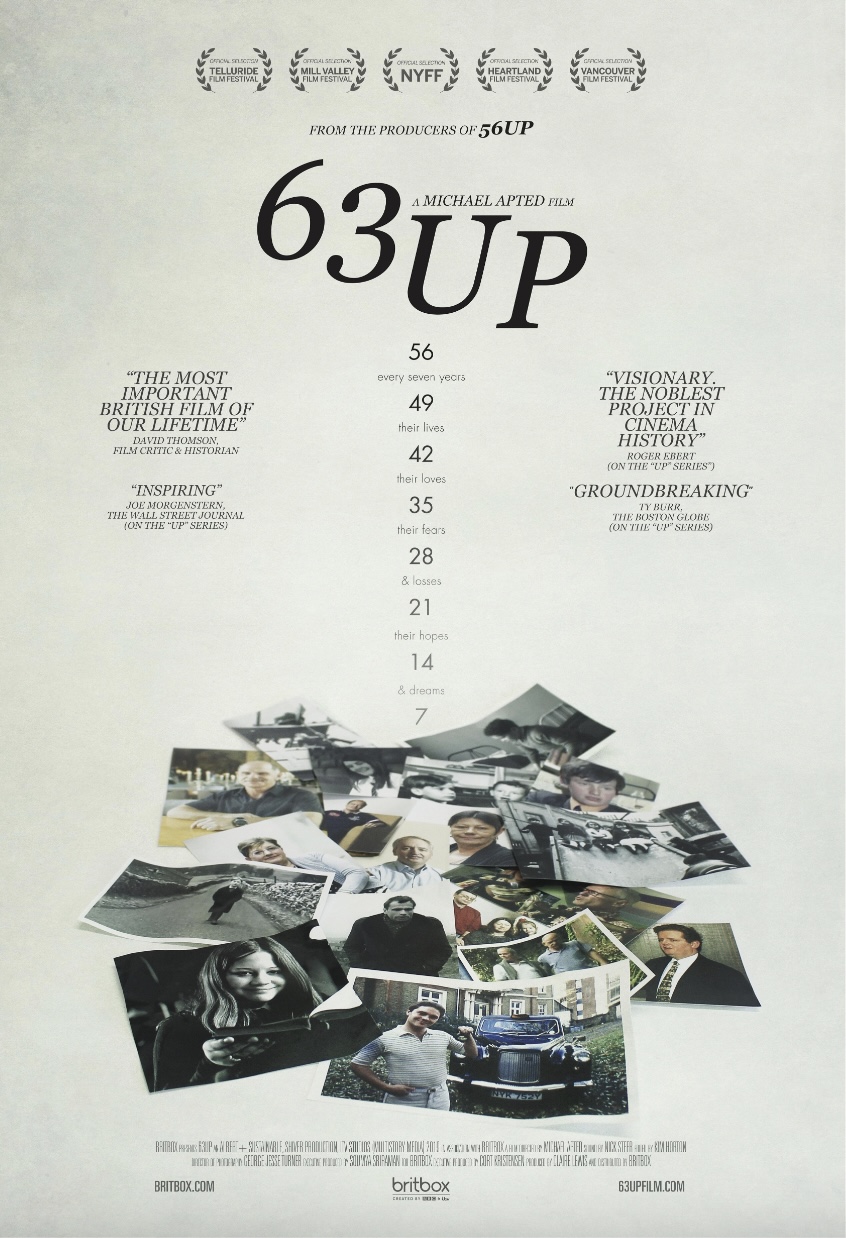 《人生七年》導演Michael Apted堅持每 7 年更新一次孩子去向,最後一輯《63Up》紀錄了2019年這班「孩子」的最新狀況,隨著導演 2021 年離世為整個系列畫上句號。