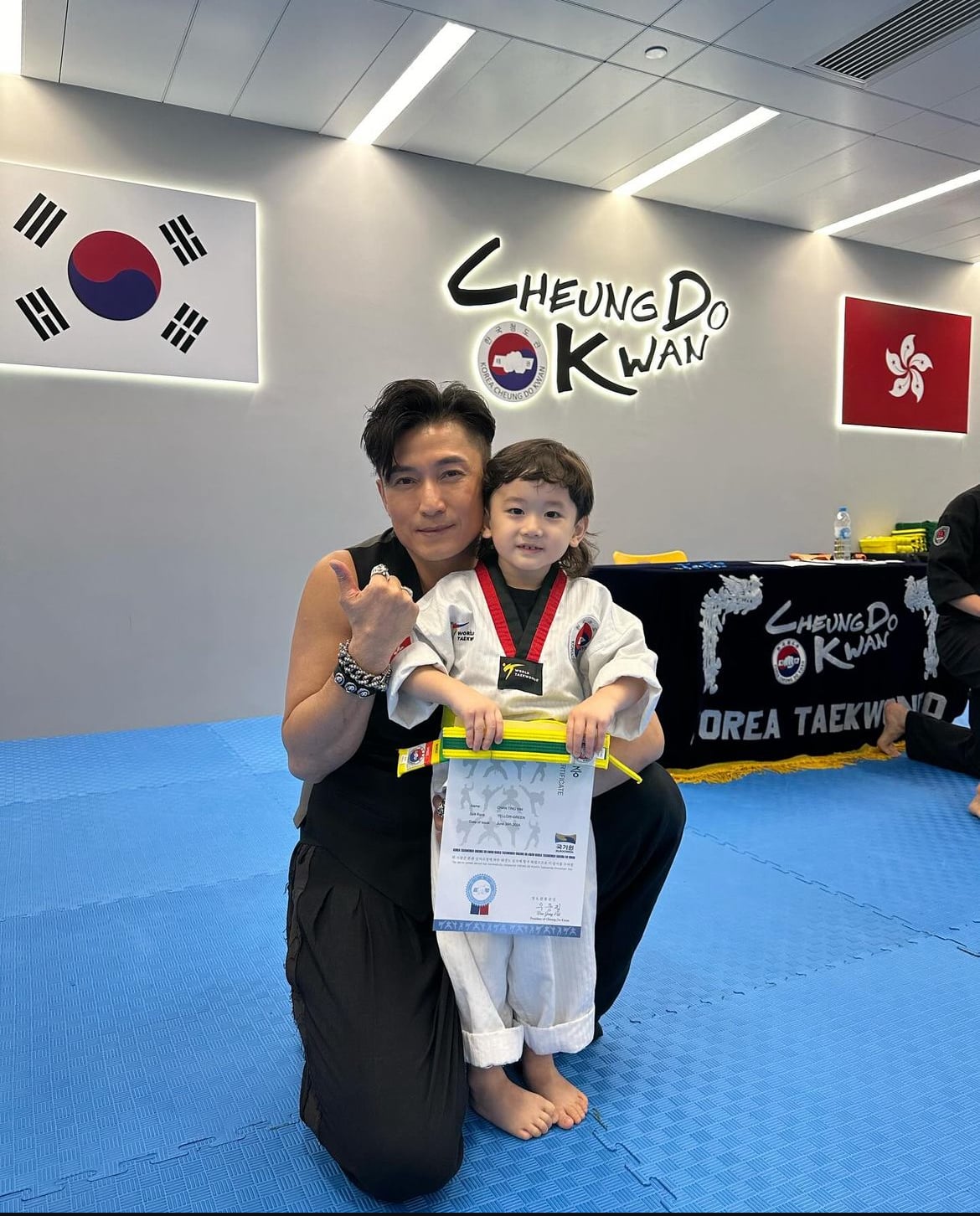 陳山聰兒子 Jaco 未足 4 歲已考取跆拳道黃綠帶,相當犀利!(圖片來源:IG@joelshanchung)