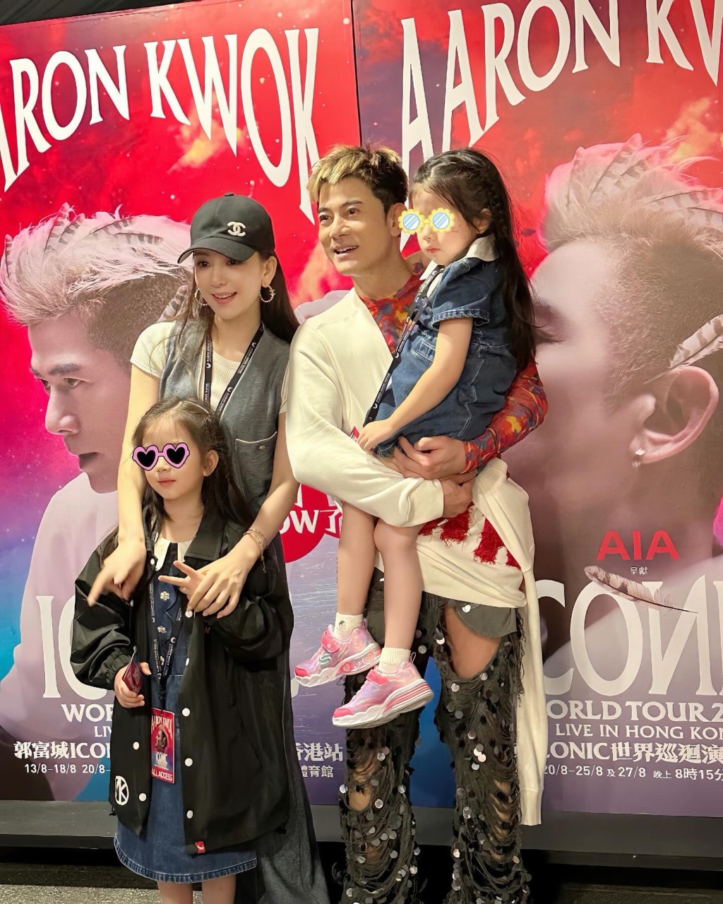 早前方媛與兩位女兒一起欣賞老公郭富城演唱會。(圖片來源：IG@mokafy)