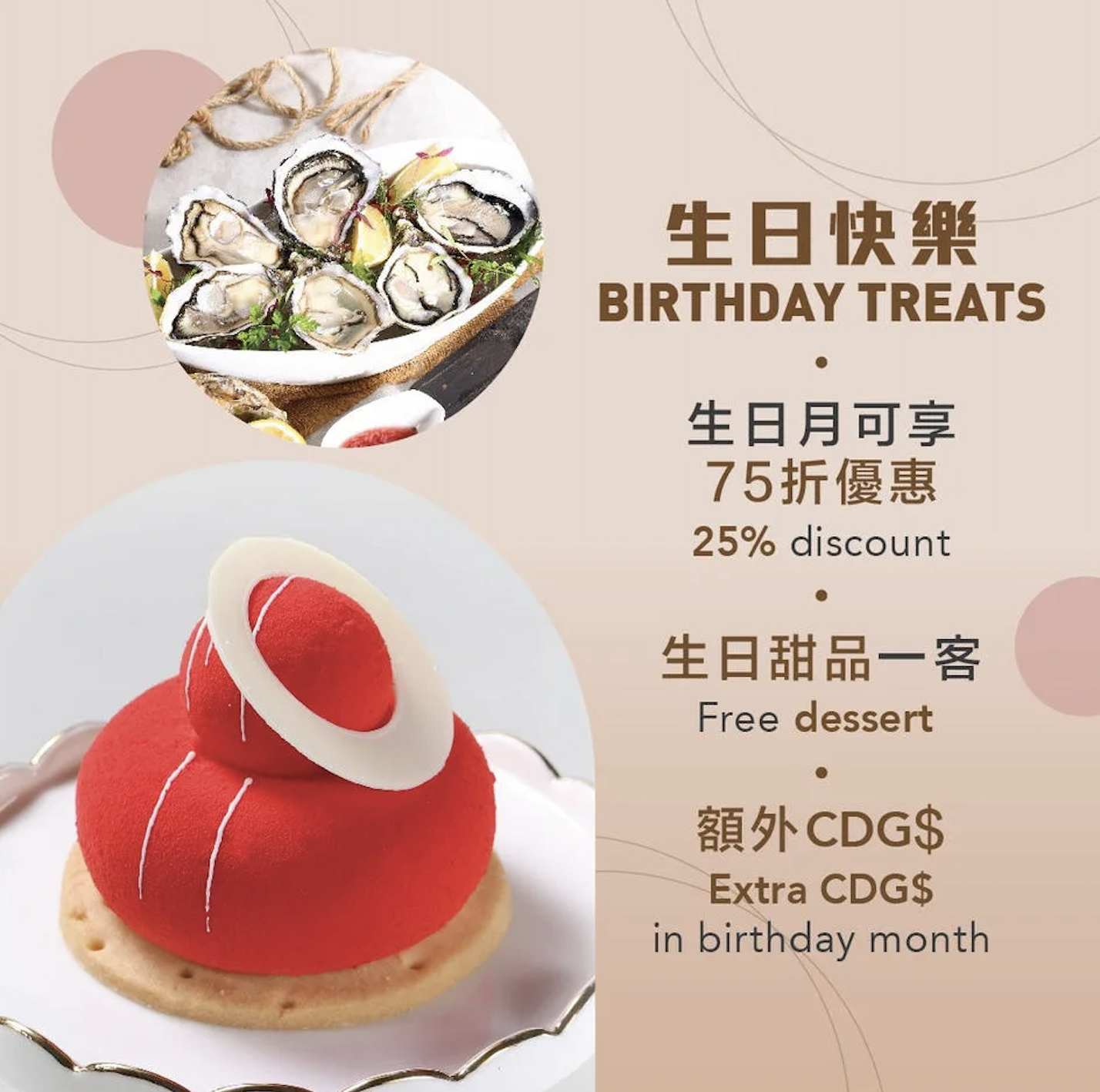 Cafe Deco Group旗下餐廳 生日可享75折及送甜品