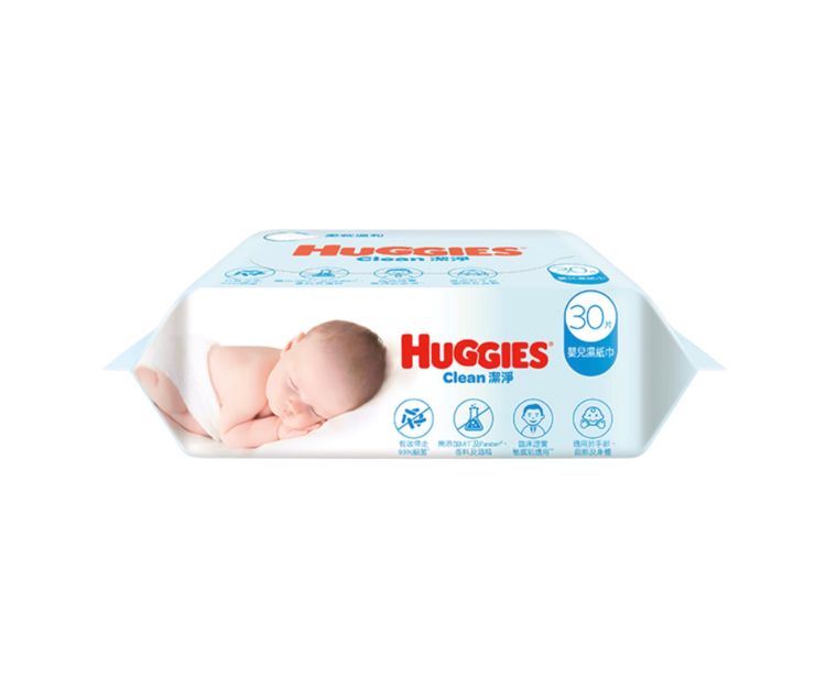 HUGGIES潔淨嬰兒濕紙巾 （$25 / 30片 X 3包）