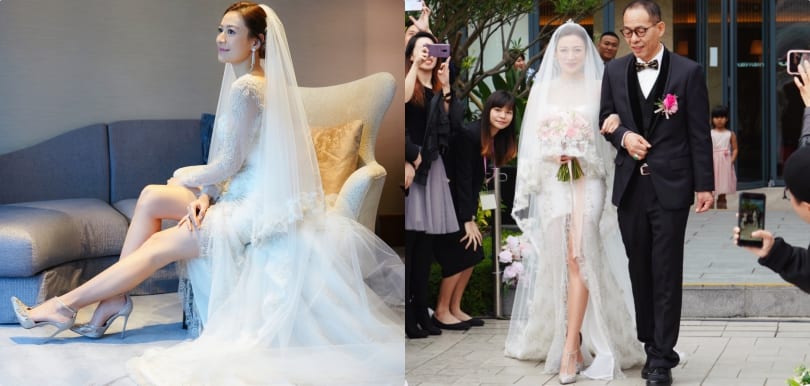 江若琳蕭潤邦結婚！完美示範美腿新娘都該穿短裙婚紗