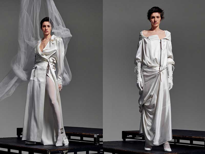 Ak Bridal Couture系列則更為狂野、大膽，結合了RTW常見的biker jacket 設計