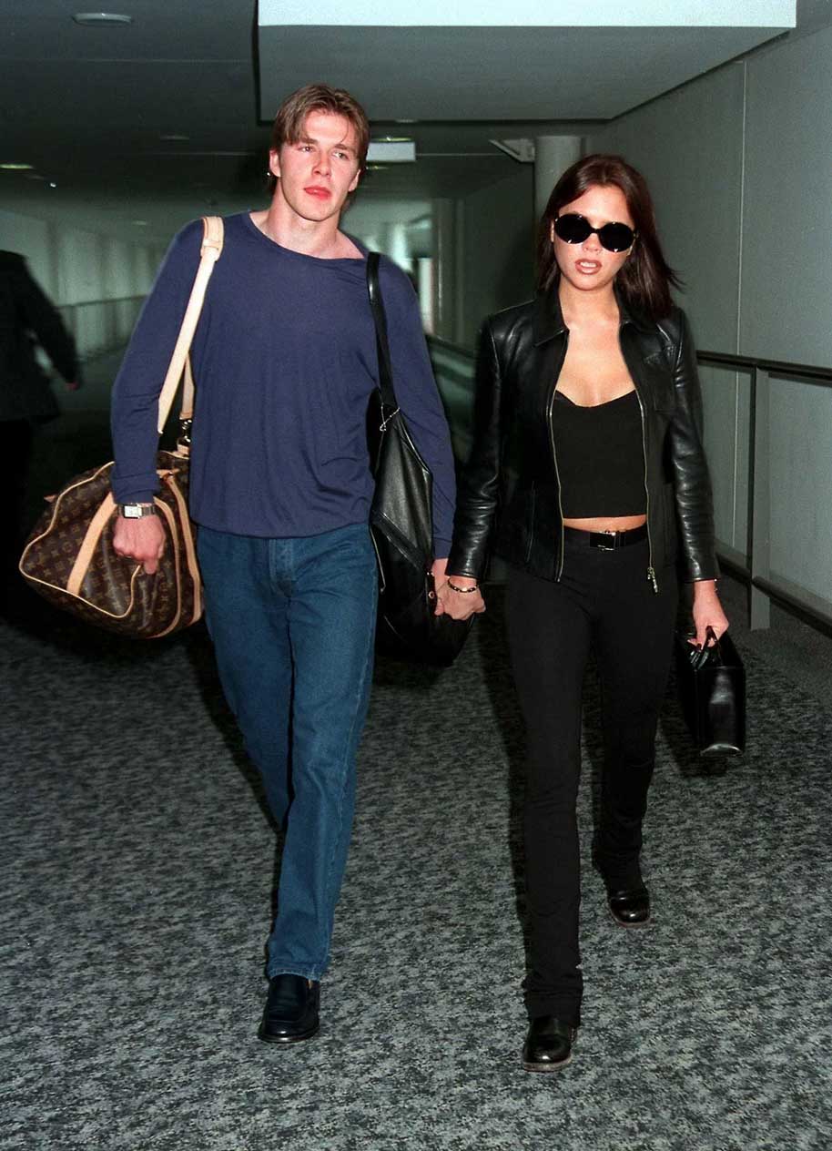 David Beckham與Victoria Beckham在倫敦希斯洛機場