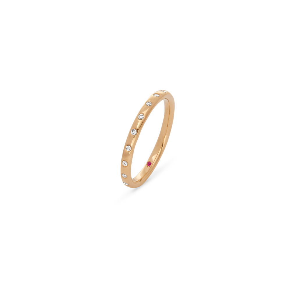 18K 黃金鑽石 2mm 婚戒